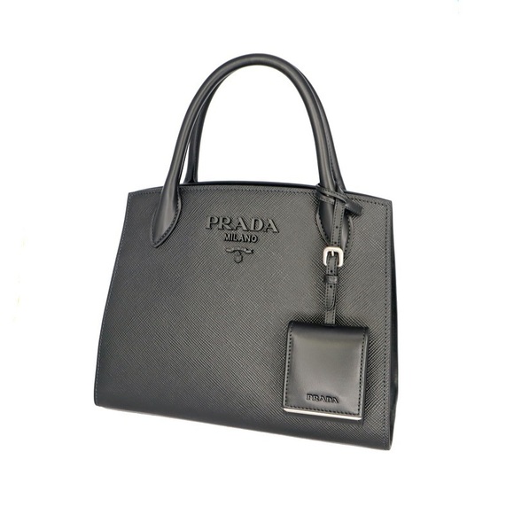 Prada Monochrome Shoulder Bag Saffiano Leather Black - Picture 1 of 8